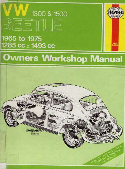VW 1300 & 1500 BEETLE 1965 to 1975 Owners Manual