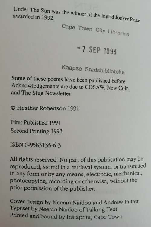 Under the Sun by Heather Robertson