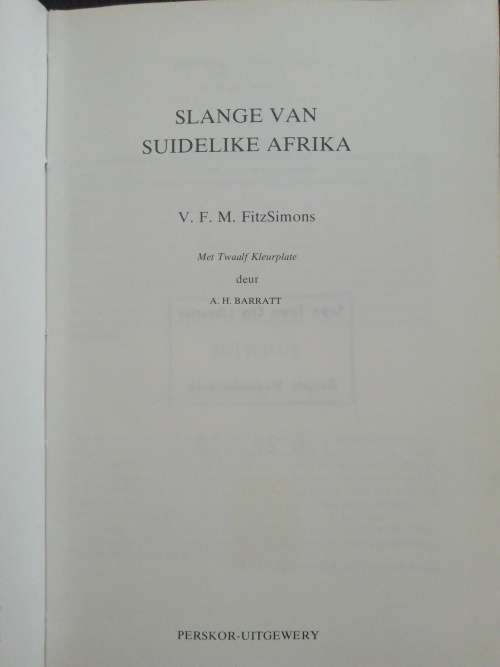 Slange van Suidelike Afrika / VFM FitzSimons