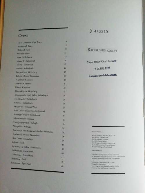 Wine Farms of the Western Cape  /  Joy Collier (Signed and numbered limited edition: 436 of 1500)