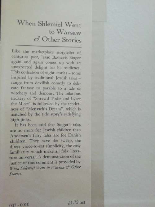 When Shlemiel Went to Warsaw and Other Stories Singer, Isaac Bashevis