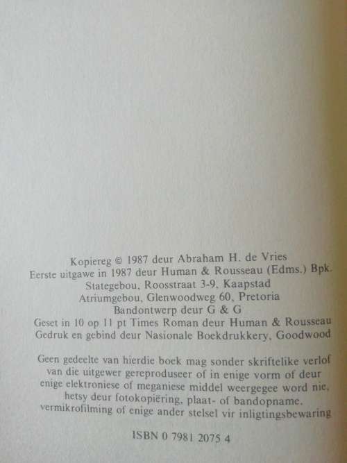 Soms op `n reis  / Abraham H. de Vries