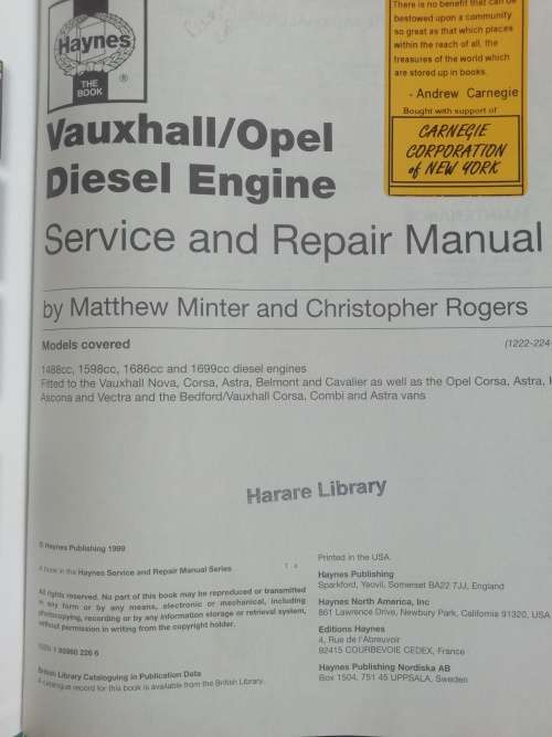 Vauxhall/Opel Diesel Engine / Haynes Service and Repair Manual