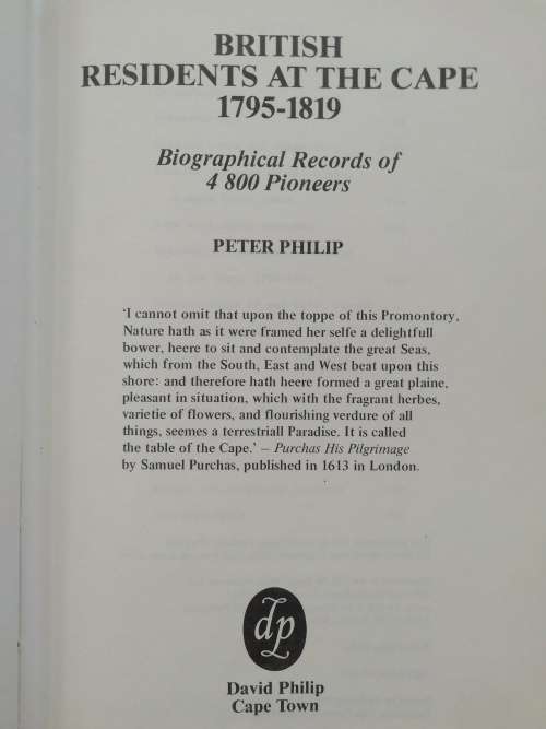British Residents At The Cape 1795-1819 / Peter Philip