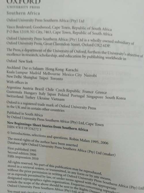 NEW BEGINNINGS / Compiled by Robin Malan