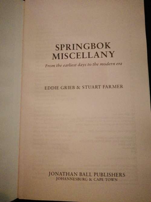 SPRINGBOK MISCELLANY / Eddie Grieb & Stuart Farmer