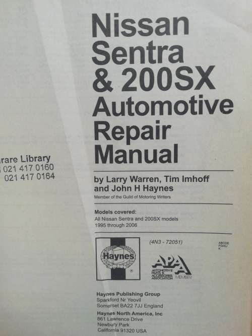 NISSAN Sentra & 200SX: 1995 thru 2006 / Haynes Repair Manual