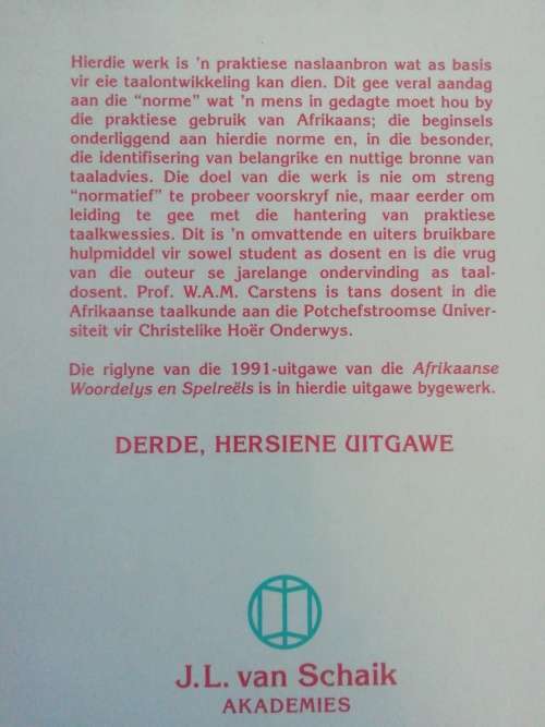 NORME VIR AFRIKAANS / W. A. M. CARSTENS