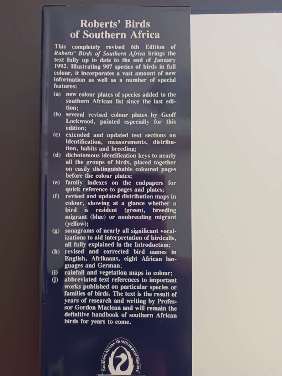 Roberts` Birds of Southern Africa (Sixth Edition) / Gordon Lindsay Maclean