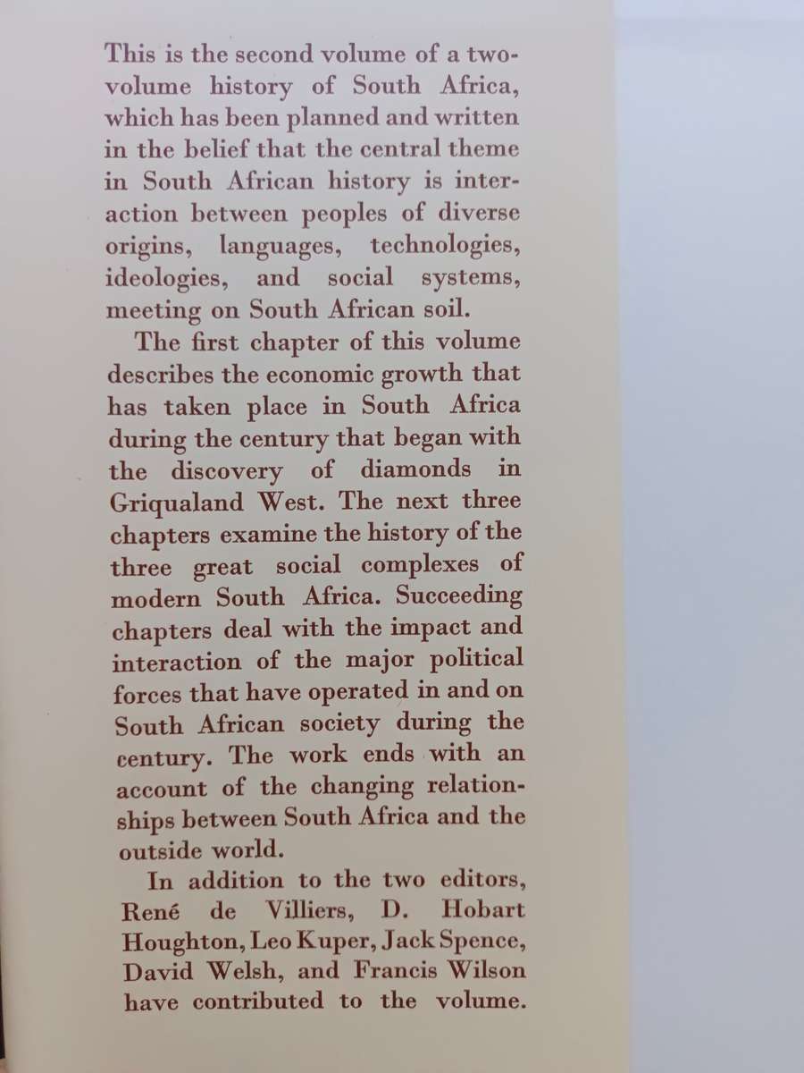 The Oxford History of South Africa II S.A. 1870-1966 / Edited: Monica Wilson & Leonard Thompson