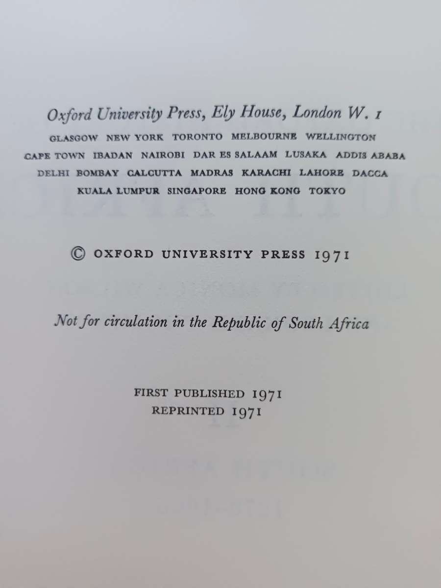 The Oxford History of South Africa II S.A. 1870-1966 / Edited: Monica Wilson & Leonard Thompson