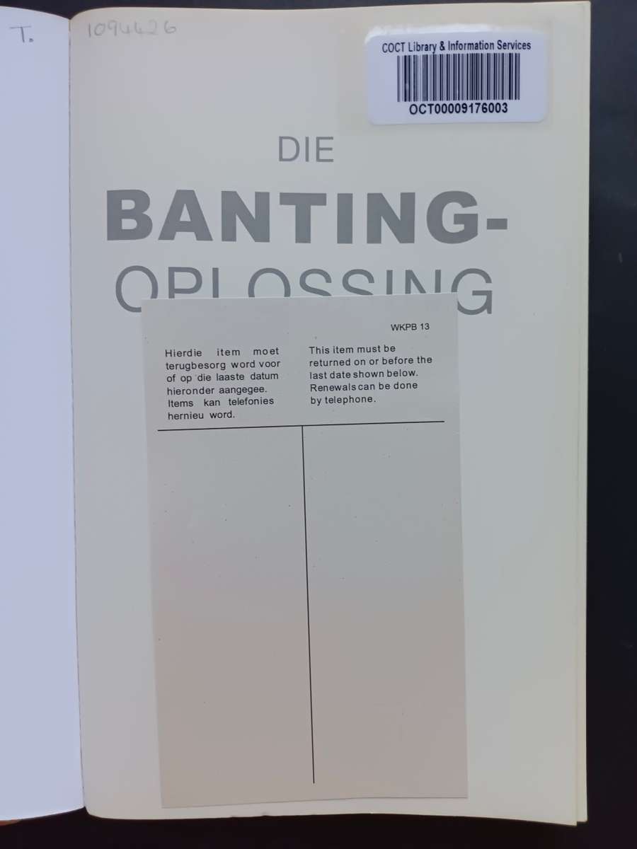 Die Banting-Oplossing / Bernadine Douglas & Bridgette Allan