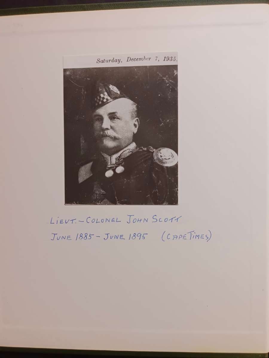 DIARY COL. JOHN SCOTT 1844 TO 1890 : FIRST COLONEL CAPE TOWN HIGHLANDERS