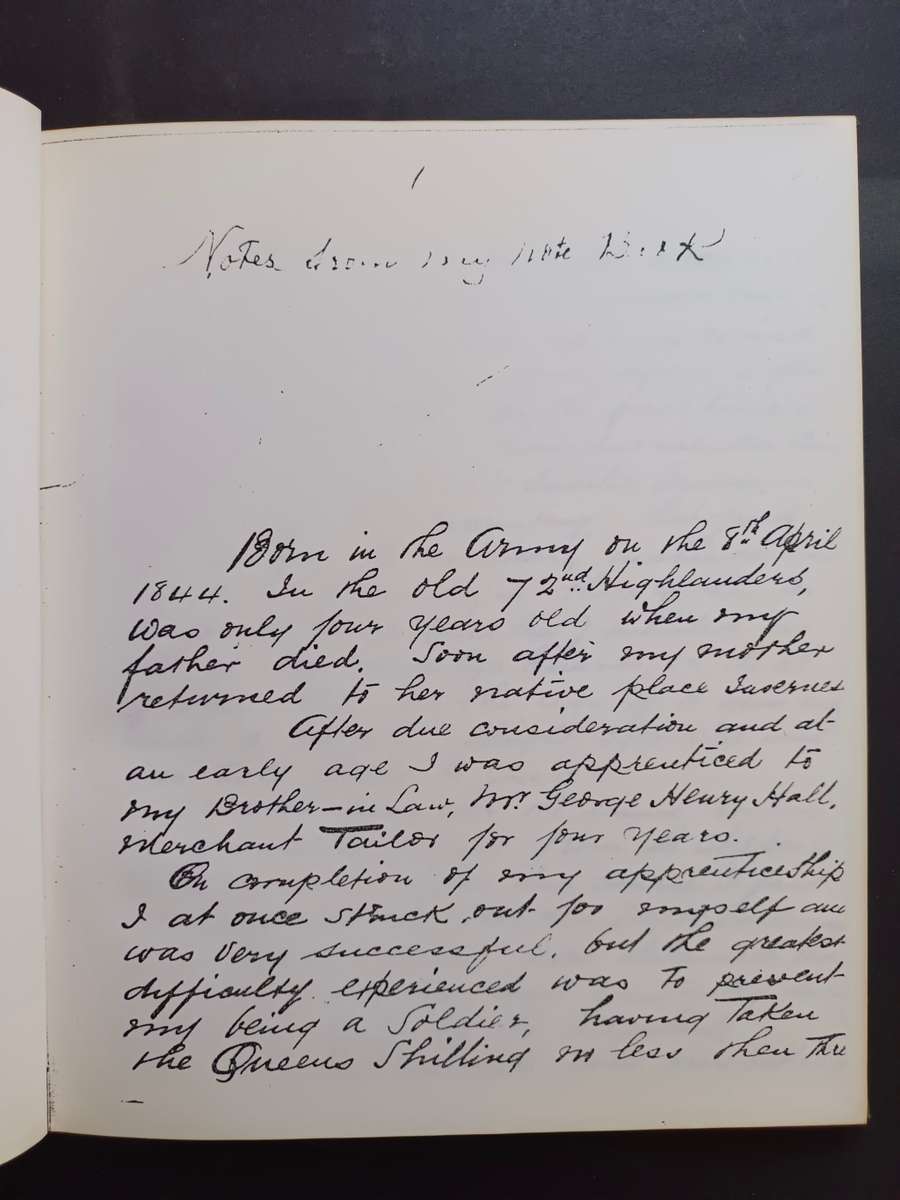 DIARY COL. JOHN SCOTT 1844 TO 1890 : FIRST COLONEL CAPE TOWN HIGHLANDERS