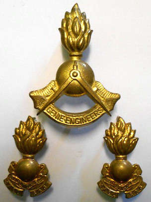 SA Engineer Corps Gilding Metal Cap & Collar Badges Dinnes 349 & 347