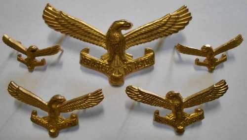 SAAF Gilding Metal Cap, Collar & Mess Dress Badges Dinnes 1048, 1046, 1050, 1047, & 1049