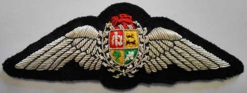 SAAF Pilot's Wing 1993 - 2003 Silver Wire on Felt Padded