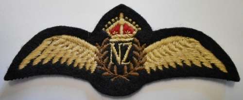 Royal New Zealand Air Force Pilot Wing Embroidered on Felt Note Backing Material Missing