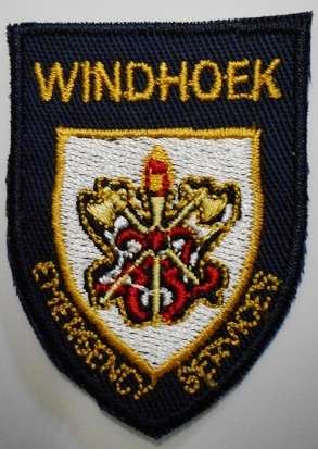 Windhoek Fire and Emergency Services Baseball Cap Badge Embroidered on Material  40mm x 55mm