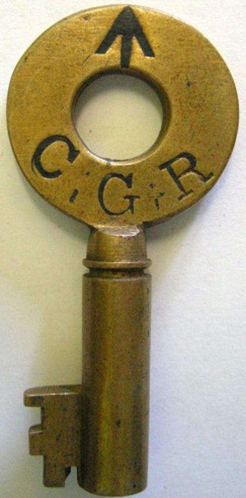 Cape Government Railways Chubb London Brass Key Marked Broad Arrow C. G. R. Length: 55mm