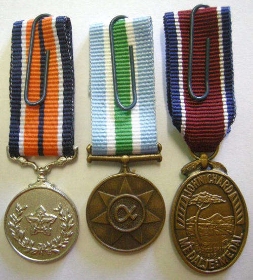 Miniature Medal Set of Three (Miniature General Service, Unitas & John Chard Medals)