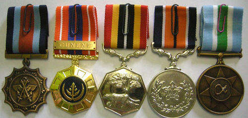 Full Size Medal Set of Five w/ Cunene Bar All Medals Numbered
