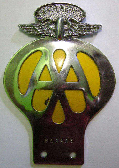 South Africa / Suid-Afrika AA Badge Numbered One Piece Construction