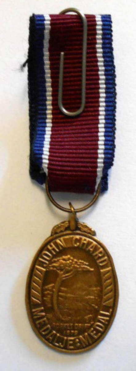 Miniature John Chard Medal Solid Acorn No Rim Large Suspender Ring Small Coat of Arms