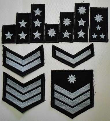SANDF Rank Insignia Embroidered on Material