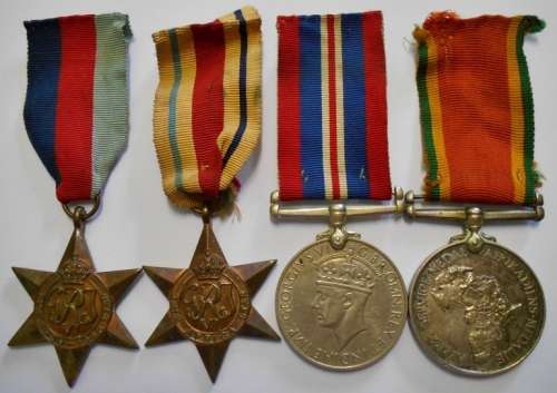 Full Size WWII Medal Group of Four Named
