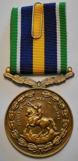 Full Size De Wet Medal Numbered at Back Uniface Suspender