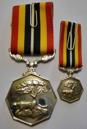 Full Size Southern Africa Medal Double Face Susp Tall Grass Poor Detail Number on Rim w/ Miniature