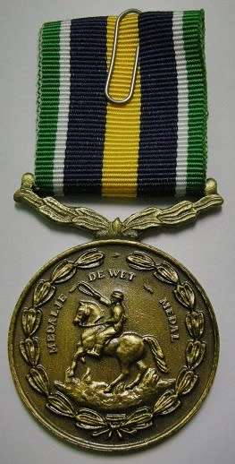 Full Size De Wet Medal Numbered at Back Uniface Suspender