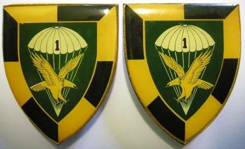 1 Parachute Battalion Shoulder Flashes Pair Yellow Type Pins Intact