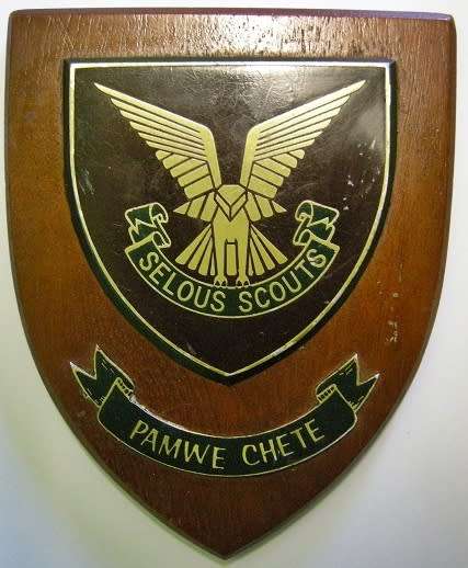 Selous Scouts Plaque Wood 149mm x 181mm Badge Excl. Scroll 101mm x 98mm