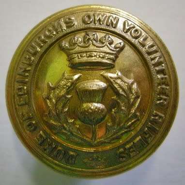 Duke of Edinburgh's Own Volunteer Rifles Brass Button 25mm Note Image of Crown & Laurel @ Back