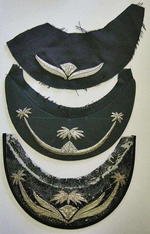 SWA Police Cap Peaks x 2 & Part of a Peak (1 x Silver Wire on Plastic & 2 x Silver Wire on Material)