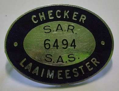 SAR / SAS Checker / Laaimeester Chrome & Enamel Badge 35mm x 45mm SEE DECRIPTION