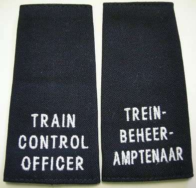 Train Control Officer / Treinbeheeramptenaar Insignia Pair Embroidered on Material