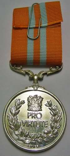 Full Size Pro Virtute Medal Numbered 037 Marked Silver 12cm Ribbon