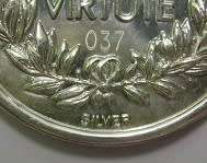 Full Size Pro Virtute Medal Numbered 037 Marked Silver 12cm Ribbon