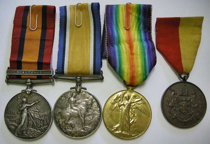 Full Size Boer War QSA Clasp Natal to Bethune's Mounted Infantry w/ WWI Medals SEE DESCRIPTION