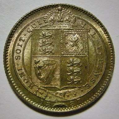 British Victorian 1887 1 Shilling  (Photos of Actual Coin)