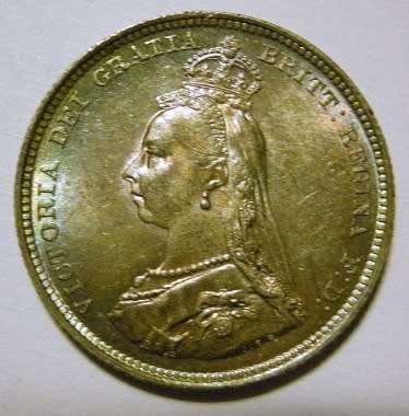 British Victorian 1887 1 Shilling  (Photos of Actual Coin)