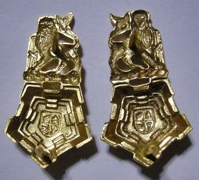 SA Staff Corps Gilding Metal Mess Dress Collar Badges Pair Dinnes 330 & 331