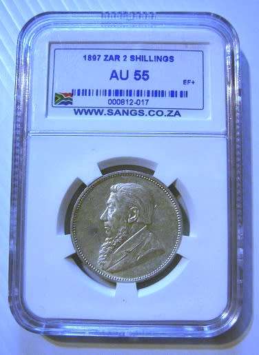 1897 ZAR 2 Shillings AU 55 SANGS