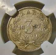 1897 ZAR 3 Pence XF 40 NGC