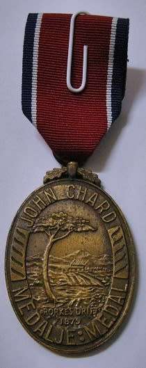 Full Size John Chard Medal Numbered on Rim Thin Lettering Large Thick Suspender Ring