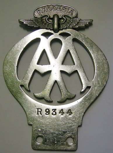 Rhodesia AA Car Badge Salisbury 136mm x 94mm