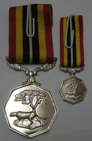 Full Size Southern Africa Medal Double Face Susp Tall Grass Poor Detail Number on Rim w/ Miniature